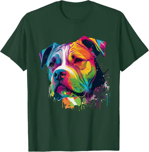 Vista 65 de Colorful American Bulldog American Bully Men Women T-Shirt Asphalt Grey