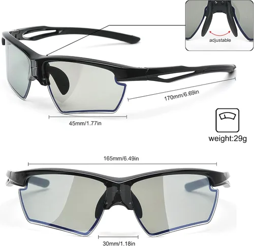 Vista 4 de Gafas de sol adaptativas accionadas por energía solar, lentes polarizadas fotocrómicas rápidas electrocrómicas 0.1s, gafas UV400 para los deportes