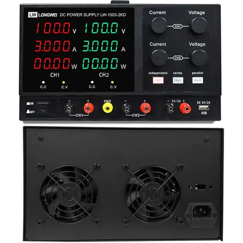 Vista 9 de Fuente de alimentación de CC variable, 4 canales 30 V 10 A 2 x 300 W ajustable conmutación regulada DC fuente de alimentación con pantalla