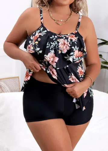 Vista 3 de B2prity Traje de baño tankini de talla grande para mujer, con control de 01