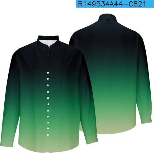Vista 3 de Men's Gradient Shirts Aztec Print Sweatshirt Long Sleeve Lapel Blouse Casual Comfy Button Down Fall T-Shirts Tops