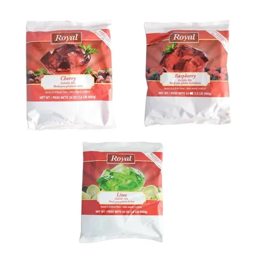 Vista 3 de Royal Gelatin Mix Combo Pack, agente espesante, mezcla de postre (1 cada uno, naranja/lima/fresa)