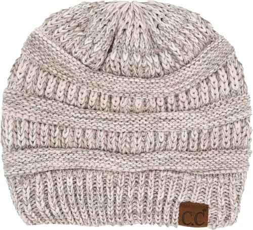 Vista 10 de C.C Exclusives Gorro de Punto de Cable - Gorros Gruesos, Suaves y Cálidos de Punto Grueso Chenille Teniente Mel Gris