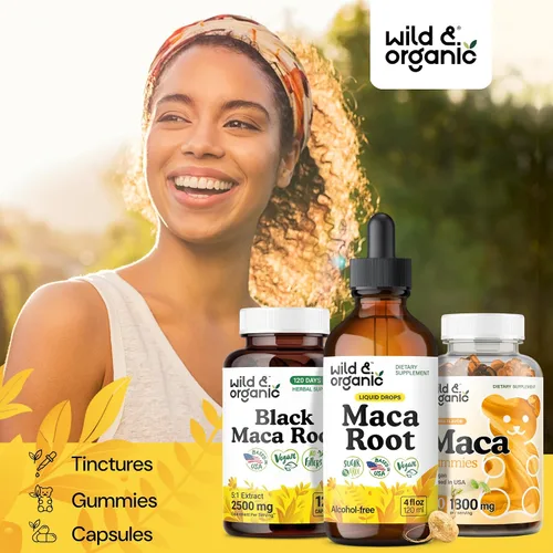 Vista 4 de Wild & Organic Tintura de raíz de maca 4 fl oz y tintura de Ashwagandha 4 fl oz