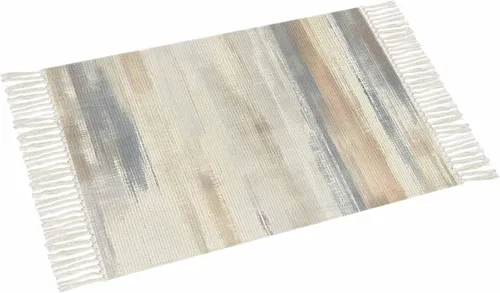 Vista 3 de Beige Gray Brown Entryway Rug 2X3 Ft Bathroom Mat, Washable Woven Abstract Ombre Art Throw Carpet with Tassel, Non-Shedding Vintage Minimalist