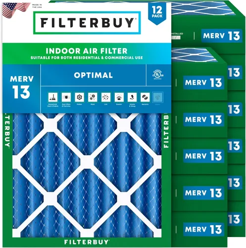 Vista 16 de Filterbuy Filtro de aire de 8 x 14 x 1 pulgadas MERV 13 de defensa óptima (paquete de 12), filtros de aire de repuesto plisados HVAC para calderas