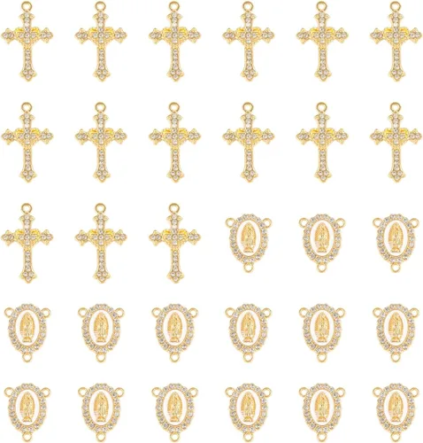 Vista 8 de 30 dijes de cruz de diamantes de imitación para hacer joyas, bricolaje, collares, pulseras