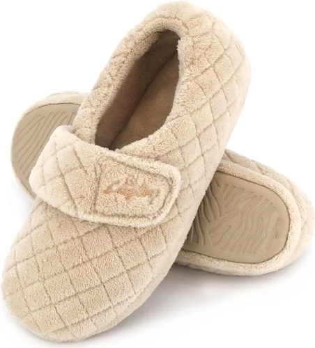 Vista 3 de LazyStep Pantuflas de interior ajustables con espalda cerrada para mujer con espuma viscoelástica acogedora y rizo en todo el cuerpo