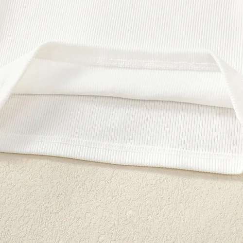 Vista 5 de OPAWO Camisetas de manga larga y corta con volantes para niña, blusa acanalada para niña, ropa para bebé, paquete de 2 unidades de 1 a 6 años