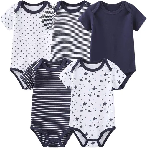 Vista 2 de Chamie Conjunto de canastilla prematuro de algodón unisex de manga corta para bebé recién nacido