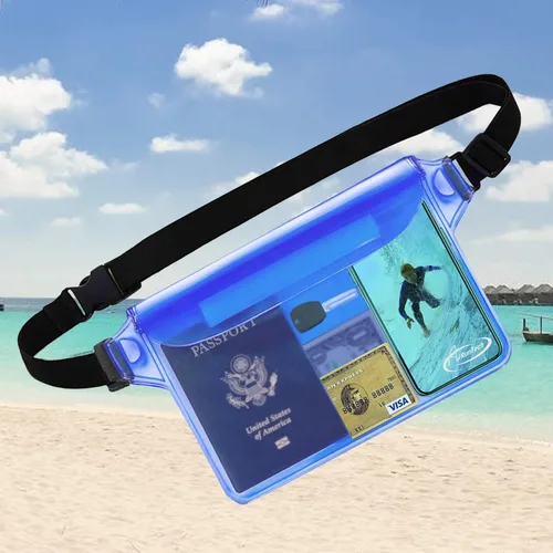 Vista 3 de AiRunTech Bolsa impermeable con correa para la cintura (paquete de 2) Accesorios de playa, la mejor manera de mantener tu teléfono y objetos