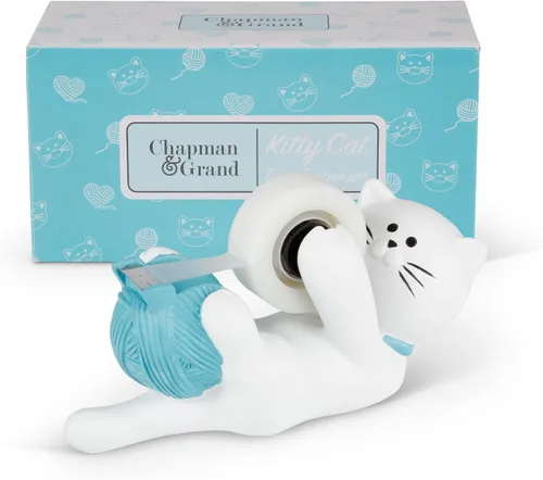 Vista 4 de Chapman & Grand Dispensador de cinta Kitty Cat (blanco/turquesa), patentado