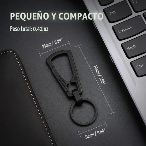 Vista 5 de Llavero con mosquetón de titanio KeyUnity, organizador EDC de liberación rápida con llavero KM04BK