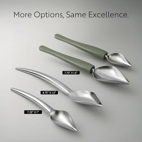 Vista 5 de Restaurantware Pastry Tek - Cucharas decorativas de 7.3 pulgadas, 1 cucharas para saltear sin corrosión, con boquilla ergonómicas de acero