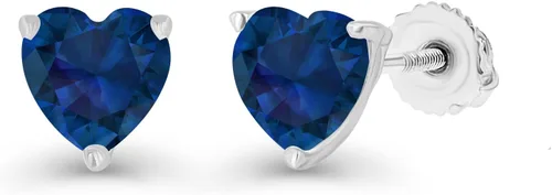 Vista 2 de Juego de aretes de tuerca de plata de ley 925 chapada en oro de 14 quilates, hipoalergénicos, con forma de corazón de 0.236in, piedra natal