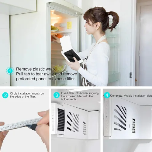 Vista 7 de SEISSO Filtro de aire de repuesto para refrigerador, filtro de carbón activado compatible con Frigidaire y Electrolux Pure Air que reduce los olores