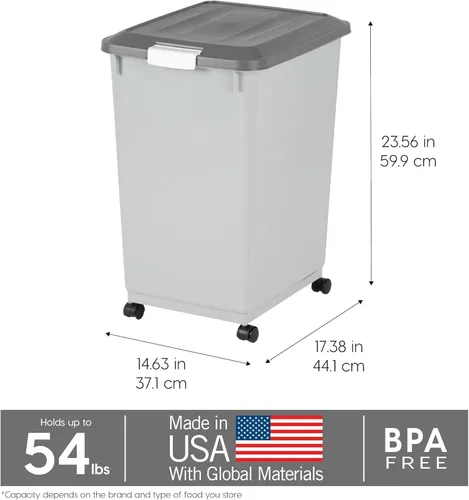 Vista 3 de IRIS USA Contenedor de almacenamiento de comida para perros con ruedas, tapa hermética, cuchara de 2 tazas, almacenamiento de alimentos