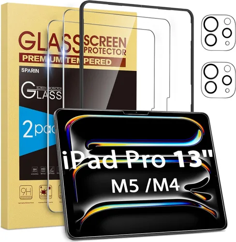 Vista 9 de SPARIN Protector de pantalla para iPad Pro de 11 pulgadas M5 2025/M4 2024 (6ª/5ª generación), con protector de lente de cámara y marco