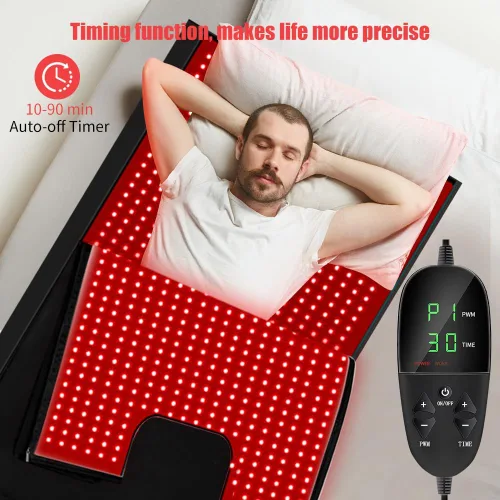 Vista 6 de Alfombrilla de terapia de luz roja para alivio del dolor corporal, almohadilla de terapia de luz roja 660nm y 850nm luz infrarroja cercana 2520 LED