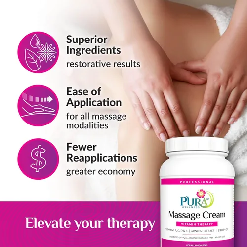 Vista 4 de Vitamin Therapy - Crema de masaje de 1 galón, vitamina E, profesional, terapia de masaje, tejido profundo, sin perfume, hipoalergénico, ingredientes