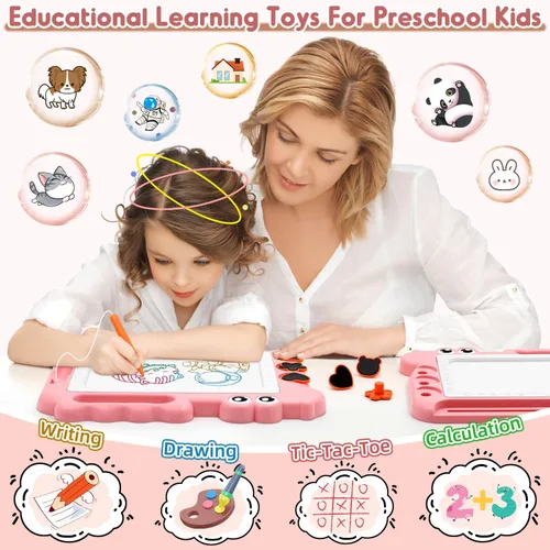 Vista 3 de AiTuiTui - Pizarrón de dibujo magnético para niños pequeños, juguetes regalo para niños y niñas, bloc de bocetos de color para escribir, garabatos