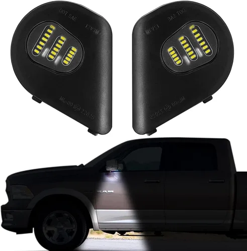 Vista 9 de Espejo lateral LED intermitente, luz de charco para conductor y pasajero, lente transparente para 68064948AA 68064949AA compatible con Dodge Ram
