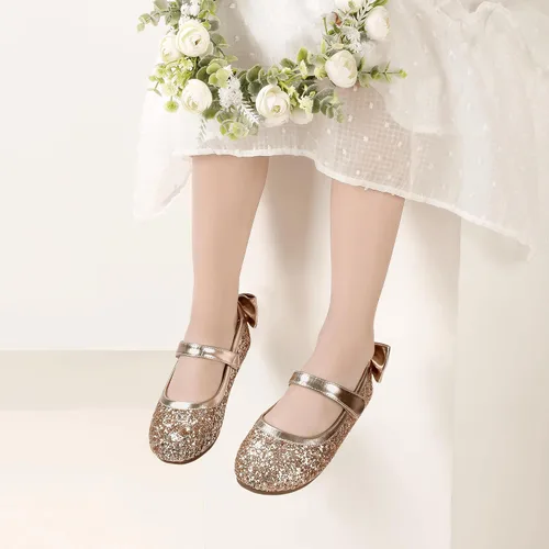 Vista 3 de PANDANINJIA Zapatos planos de ballet Mary Jane para niña pequeña, con lazo y flores, para boda, fiesta, bailarina