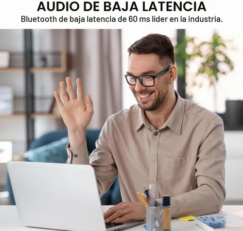 Vista 7 de GenXenon Gafas inteligentes para hombres y mujeres, lentes de luz azul transparente, gafas Bluetooth con altavoz, asistente de voz y toque