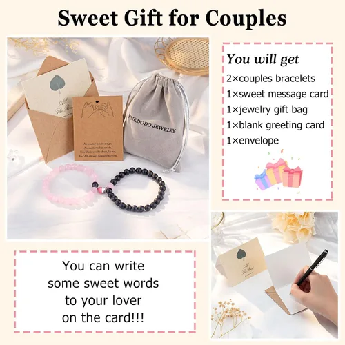 Vista 5 de PINKDODO Couples Bracelets for Boyfriend Girlfriend Women Men Lovers Friends