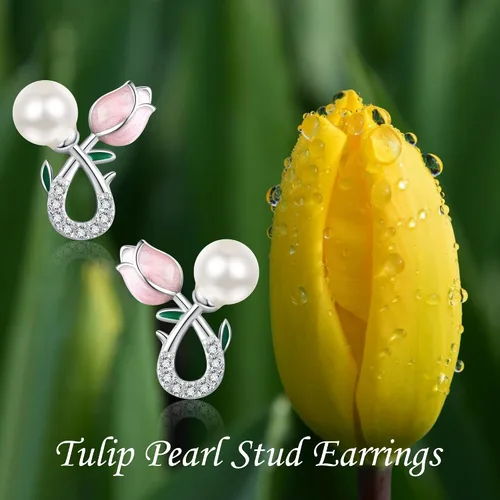 Vista 2 de Aretes de Navidad de caballos, perezosos, pollo, sirena, calabaza, perla, tulipán, plata de ley S925, joyería de animales, regalos para mujeres