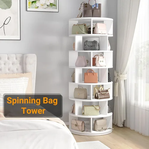 Vista 7 de Aheaplus Torre de Estante Giratorio para Zapatos, Zapatero Giratorio de 7 Niveles 360 Estantes Giratorios para Zapatos Organizador para Closet