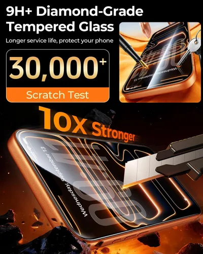 Vista 5 de DIMONCOAT TOP 9H+ Glass for iPhone 17 Pro Max Privacy Screen Protector[Easy One-Pull Installation] [10X Military Protection] Tempered Glass Screen
