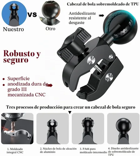 Vista 4 de BRCOVAN Base de montaje con abrazadera de bola de 1.5 pulgadas con aleación de aluminio