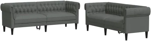 Vista 8 de vidaXL Juego de sofá - 2 y 3 plazas - Tela marrón - Sillón moderno para sala de estar