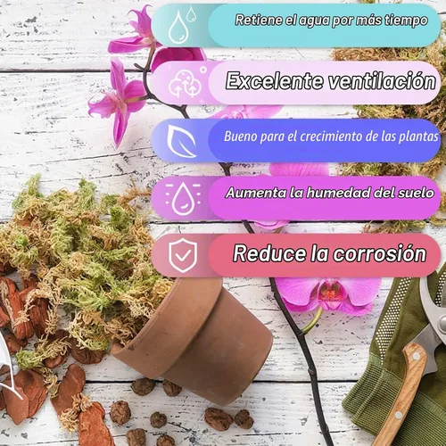 Vista 3 de Halatool - Musgo esfagnum de 3.3 libras para plantas, 60 cuartos de galón de fibra larga musgo de orquídea