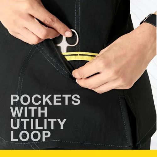 Vista 5 de WonderWink cuatro playeras para ambo deportivas, elastizadas, con escote en V para mujer