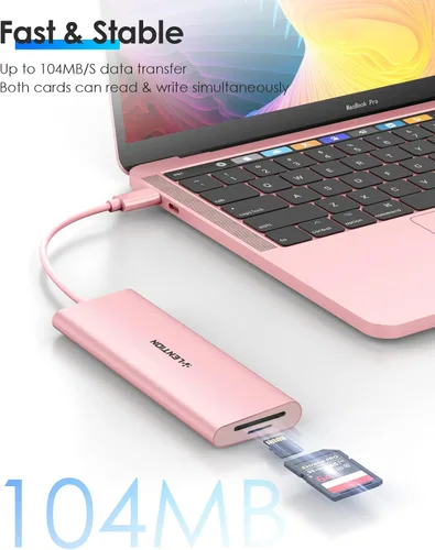 Vista 2 de LENTION Hub multipuerto USB C 7 en 1 con HDMI 4K, 100 W PD, 3 puertos USB 3.0, lector de tarjetas SD/MicroSD compatible con MacBook Pro/Air Oro Rosa