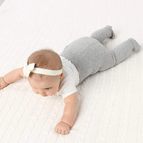 Vista 6 de Mallas de algodón de punto trenzado sin costuras para bebés y niñas pequeñas