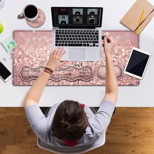 Vista 6 de Alfombrilla de mouse grande para juegos, alfombrilla de escritorio de oficina extendida, impermeable para el hogar, reposamuñecas ergonómicas