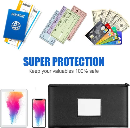 Vista 6 de Bolsas de seguridad duraderas con cremallera, bolsa de dinero de 11 x 6.1 pulgadas, 2