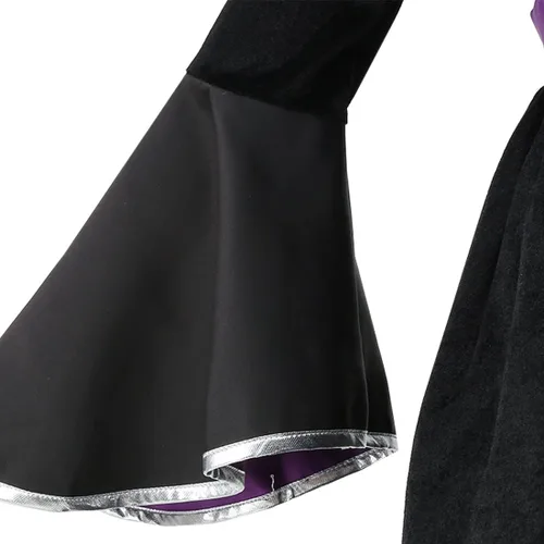 Vista 4 de yolsun Disfraz de bruja morada para niñas, vestido de bruja de Halloween con mangas de burbujas para niños