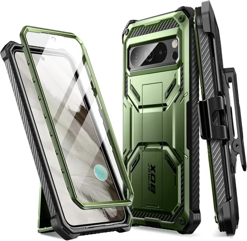 Vista 12 de i-Blason Armorbox - Funda para Google Pixel 8 Pro con soporte y clip para Negro
