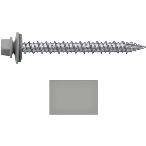 Vista 2 de 10 x 2 tornillos para techos de metal gris ABC - Cabezal hexagonal - Arandela autoinicial/roscado - Arandela EPDM. 1 bolsa de 250 unidades - 250