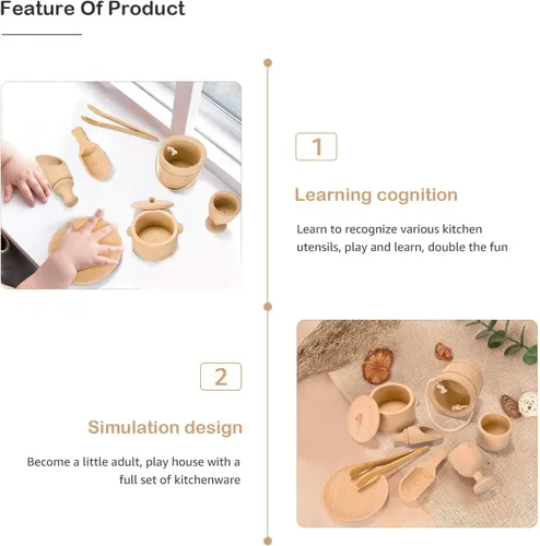Vista 2 de Montessori Juguetes sensoriales de contenedores para niños de 1 año Paquete de 9 juguetes Waldorf de madera con palas y pinzas para el trabajo