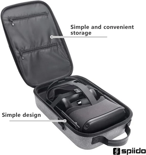 Vista 3 de Spiido - Funda rígida de viaje para Oculus Quest VR Gaming Headset and Controllers Accessories resistente al agua a prueba de golpes Gris