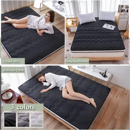 Vista 2 de GYK Cubrecolchón de espuma viscoelástica gruesa, futón de piso japonés plegable para camping, viaje por carretera, tapete de tatami, tela de algodón