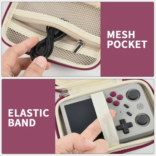 Vista 5 de PAIYULE Travel Case Compatible with RG353V/ RG353VS/ R36S Retro Handheld Game Console, Handheld Emulator Storage Holder Organizer, Android Game Beige