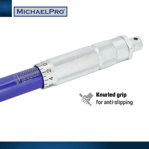 Vista 5 de MichaelPro Llave dinamométrica de clic de 1/2 pulgada, 10-150 ft-lb, doble dirección, ± 4% de precisión, cabezal de trinquete reversible, llave