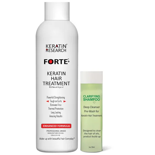 Vista 6 de Keratin Forte Keratin Brazilian Keratin Hair Blowout Treatment Extra Strength 33.8 fl oz con aceite de argán marroquí fórmula mejorada para cabello