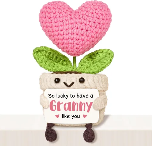 Vista 12 de Regalos de cumpleaños número 16 para niñas, flor de corazón rosa de ganchillo hecha a mano, regalos de dulces 16 para niñas, decoraciones